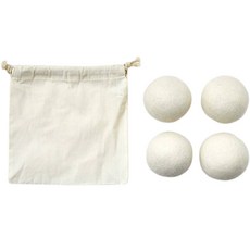 Modern House 洗衣烘衣機羊毛球 4入 + 收納袋套組, 米色, 1套