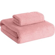 Sonio 簡約浴巾組合包 細緻沐浴巾 + 一般毛巾組 聚酯纖維紗, TYPE 23 粉紅色, 1套