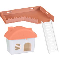 지앤와이 햄스터 2층 데크 + 계단 + 은신처 L자형 세트, 브릭, 1세트