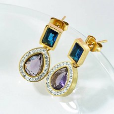 노이드비 여성용 써지컬스틸 엣지 큐빅 물방울 드롭귀걸이