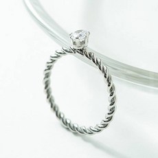 노이드비 여성용 써지컬스틸 큐빅포인트 얇은 꼬임 반지