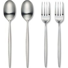 Dalper Cosmos 霧面銀茶匙 + 茶叉4件組, 1套, 茶匙2個 + 茶叉2個