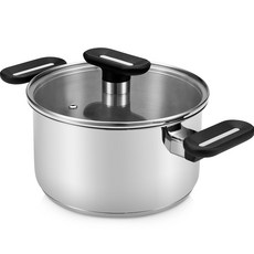 DAYSEVEN Vita系列IH電磁爐適用全不鏽鋼雙耳鍋+鍋蓋組, 銀色, 18cm, 1組