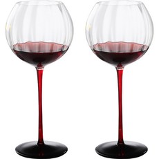 심플생활 크리스탈 와인잔 서클 레드블랙, 700ml, 2개