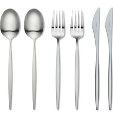 Dalper Cosmos 西式雙人餐具組, 主餐匙 2件 + 主餐叉 2件 + 主餐刀 2件, 1套, 霧面銀