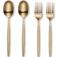 dalper Cosmos 茶匙 + 茶叉組 霧面金, 茶匙 2p + 茶叉 2p, 1套