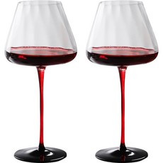 심플생활 크리스탈 와인잔 트라이 레드블랙, 655ml, 2개