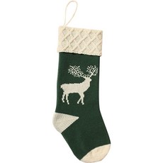 Artihome 麋鹿圖案聖誕襪裝飾, 綠色