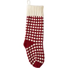 Arty Home 圓點圖案聖誕襪裝飾, 紅色