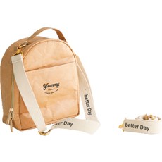 CUREUS Yummy2 迷你便當袋 副食品保溫保冷袋 + 斜背帶套組, 牛皮紙