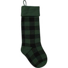 Atihome 格紋聖誕襪裝飾, 綠黑色, 1個