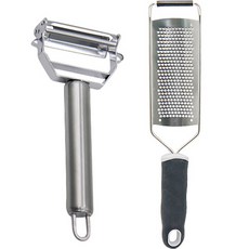 Lime Olive 不鏽鋼削皮刨絲器 S173 + 起司刨絲器 3mm 套組, 銀色(削皮刨絲器), 黑色(刨絲器), 1套