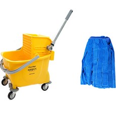 Clean Mate 馬波拖把脫水機 大型+高級超細纖維抹布 藍色組, 1組, 藍色