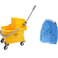 Clean Mate 麻布脫水機 大型+超細纖維麻布拖把 拉鍊型組, 1組