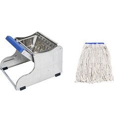 Clean Mate 不鏽鋼鐵製踏板脫水桶 + 一般紗線拖把 340g 套組, 1套