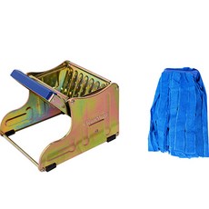 Clean Mate 寬版鐵腳拖把脫水器 + 高級超細纖維拖把布 藍色套組, 1套