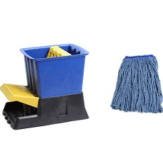 Clean Mate Shuval脫水機 + 一般紗拖把 340g 套組, 1套, 藍色