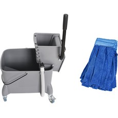 Clean Mate 灰色大型拖把脫水器 + 極細纖維菜瓜布型拖把組, 1套, 灰色