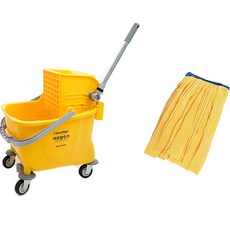 Clean Mate 麻布脫水機 大型+平織麻布拖把 粉紅色組, 1組, 粉紅色