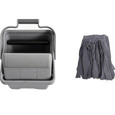 Clean Mate 滑動式拖把小號+超細纖維抹布拖把 高級 灰色組, 1組, 灰色