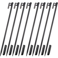 Breeze Moon 錐形高強度鍛造營釘 黑色 S45C 8入 + 收納帽蓋 8入 套組, 1套