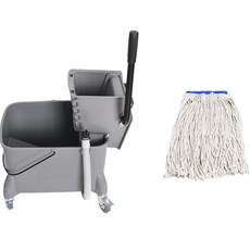 Clean Mate 大型灰色拖把脫水器 + 高級紗線拖把組, 1套