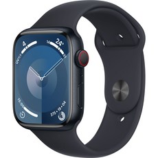 Apple 애플워치 9 GPS+Cellular, 미드나이트, 45mm, 미드나이트 / 미드나이트 스포츠 밴드, M/L