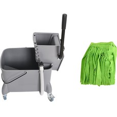 Clean Mate 麻布脫水機 灰色 大型+超細纖維麻布抹布 高級 綠色組, 1組