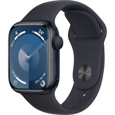 Apple 애플워치 9 GPS, 미드나이트, 41mm, 미드나이트 / 미드나이트 스포츠 밴드, M/L