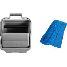 Clean Mate 滑動刮水器 大型+輕便抹布拖把 藍色組, 1套, 藍色