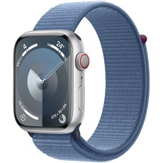 Apple 애플워치 9 GPS+Cellular, 실버 / 윈터 블루 스포츠 루프, 45mm, 실버 / 윈터 블루 스포츠 루프, Loop