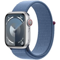 Apple 애플워치 9 GPS+Cellular, 실버 / 윈터 블루 스포츠 루프, 41mm, 실버 / 윈터 블루 스포츠 루프, Loop