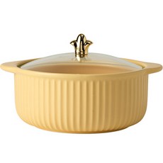 Hongtime 彩色復古單人拉麵碗 + 碗蓋 HTC219, 奶油黃, 1個