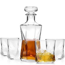 Bormioli ROCCO Cassiopea醒酒器+經典威士忌酒杯 4入, 1組