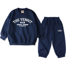 VENHIT 童款Rounded棉質雙面布大學T運動長褲組