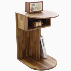 숲속애 원목 라운드 협탁, 브라운