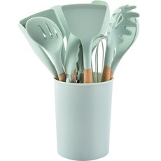 HyperPlanet 木柄矽膠廚具組, 12種, 薄荷綠, 1套