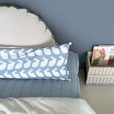 Franboise兒童款Kring Rabbit 60支棉質長枕頭套, 塵土飛揚的藍色