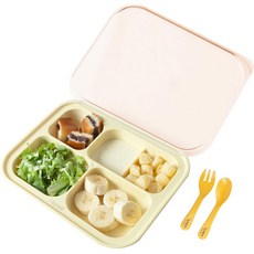 iBYEOL Friends 孩童矽膠餐盤餐具組, Lemon(餐盤)+Yellow(刀叉組)