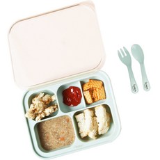 iBYEOL Friends 孩童矽膠餐盤餐具組, Mint(餐盤)+Mint(刀叉組)