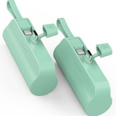 뉴클 5000mAh 도킹형 미니 일체형 보조배터리 8핀 + C타입 세트, NCPB-R5-CHL, 민트(8핀), 민트(C타입)