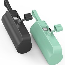 뉴클 5000mAh 도킹형 미니 일체형 보조배터리 8핀 + C타입 세트, NCPB-R5-CHL, 블랙(8핀), 민트(C타입)