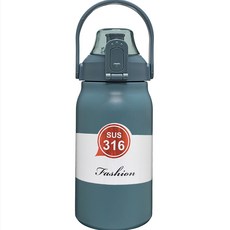 316不鏽鋼大容量彈蓋式手提保溫瓶, 1300ml, 藍色, 1個