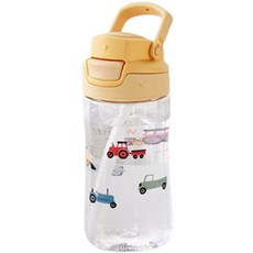 Modern House 幼兒用Bbangbbang拖拉機Tritan按壓吸管水壺, 混色, 1個, 470ml