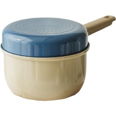 Dr.HOWS 電磁爐適用橡實造型不沾鍋具2件組, 天藍色+米色, 平底鍋 18cm+單柄鍋 18cm, 1組