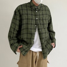 男款寬鬆版型Addict格紋襯衫