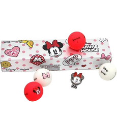 Volvik 迪士尼米妮3層高爾夫球 2款 各2顆 + 球標組, 白色 + 紅色, 1組