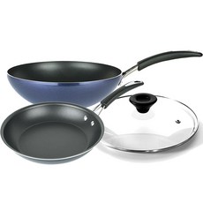 마이어코리아 래디언스 인덕션 프라이팬 웍 뚜껑 세트, 블루, 팬 25cm + 웍 28cm + 유리뚜껑 28cm, 1세트