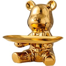 EVER HOUSE 室內裝飾小熊陶瓷存錢筒托盤, gold