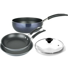 MEYER 美亞 Radiance 電磁爐平底鍋 炒鍋 鍋蓋組, 藍色, 平底鍋 22cm + 平底鍋 25cm + 多功能鍋 24cm + 玻璃鍋蓋 24cm, 1套
